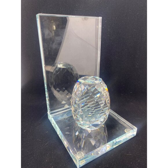 Modern Heavy Lead Crystal Ball Cut Glass Bookend Square 4.5'' Tall - Picture 2 of 10